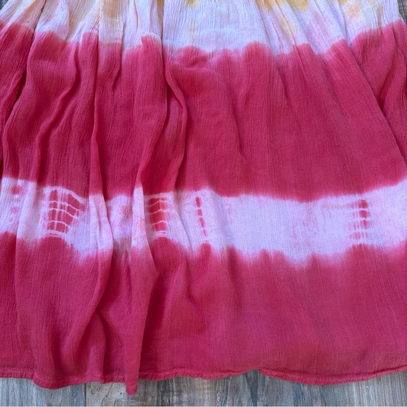 Cleopatra Halter Red Pink Yellow Tie Dye One Size Free Size Spring/Summer Dress - Picture 4 of 11
